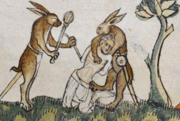 نقاشی خاص قرون وسطی خرگوش‌ های قاتل